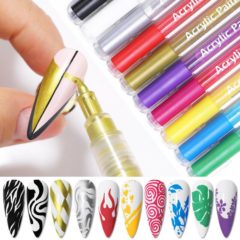 1/10 Pcs Nail Art Pen Fine Line for 3D Designs DIY Painting