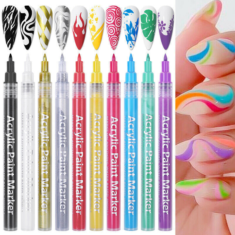 1/10 Pcs Nail Art Pen Fine Line for 3D Designs DIY Painting