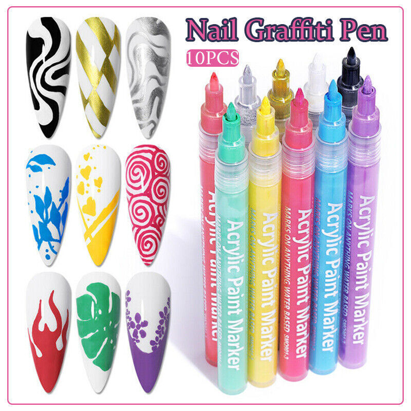 1/10 Pcs Nail Art Pen Fine Line for 3D Designs DIY Painting