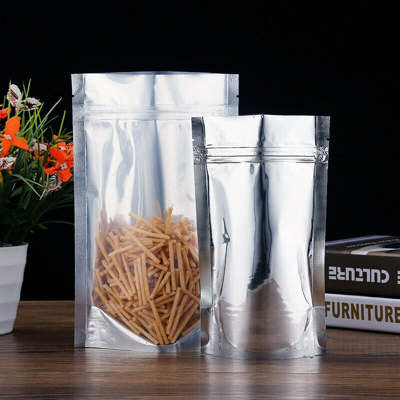 50pcs Mylar Stand Up Zip Lock Food Bags