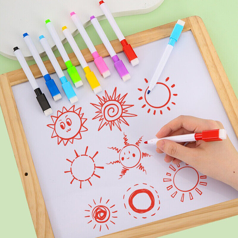 8PCS Magnetic Whiteboard Marker Pens with Eraser Lid