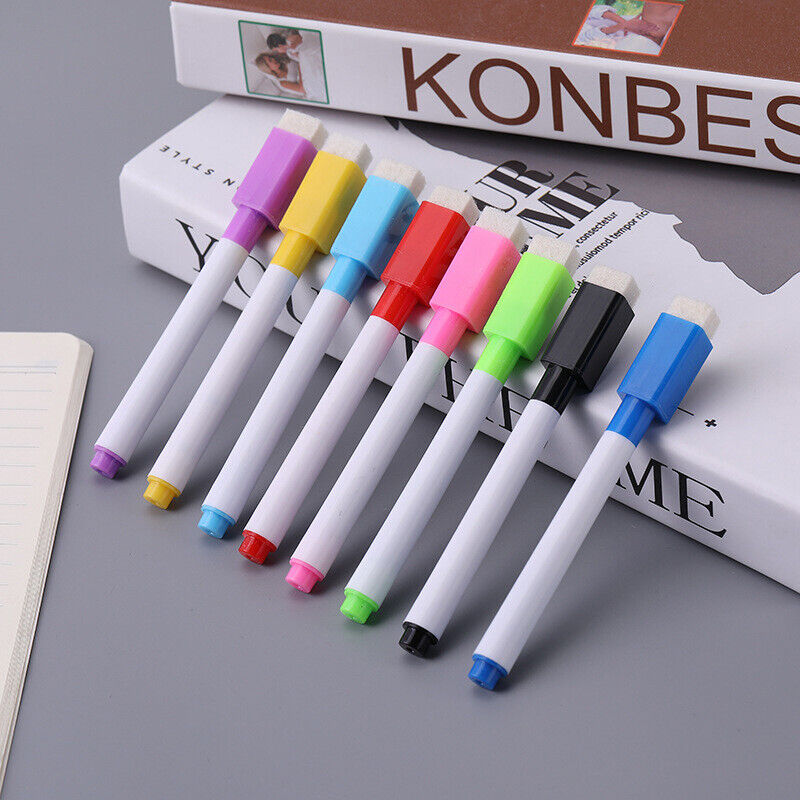 8PCS Magnetic Whiteboard Marker Pens with Eraser Lid