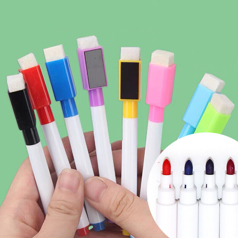 8PCS Magnetic Whiteboard Marker Pens with Eraser Lid