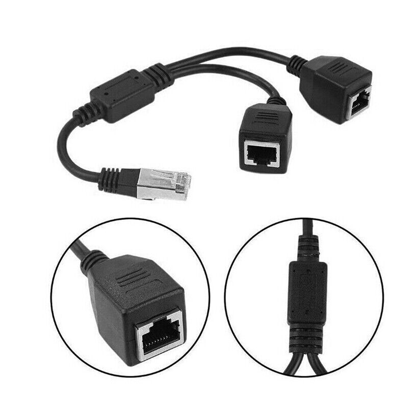 RJ45 Cat6 Ethernet Splitter 1 Male to 2 Female