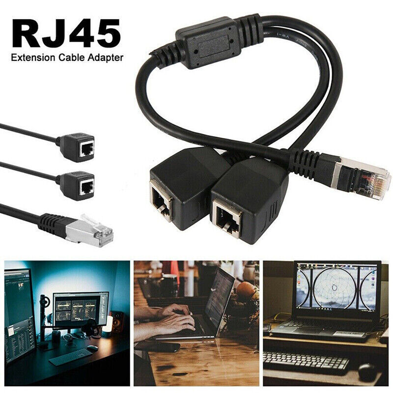 RJ45 Cat6 Ethernet Splitter 1 Male to 2 Female