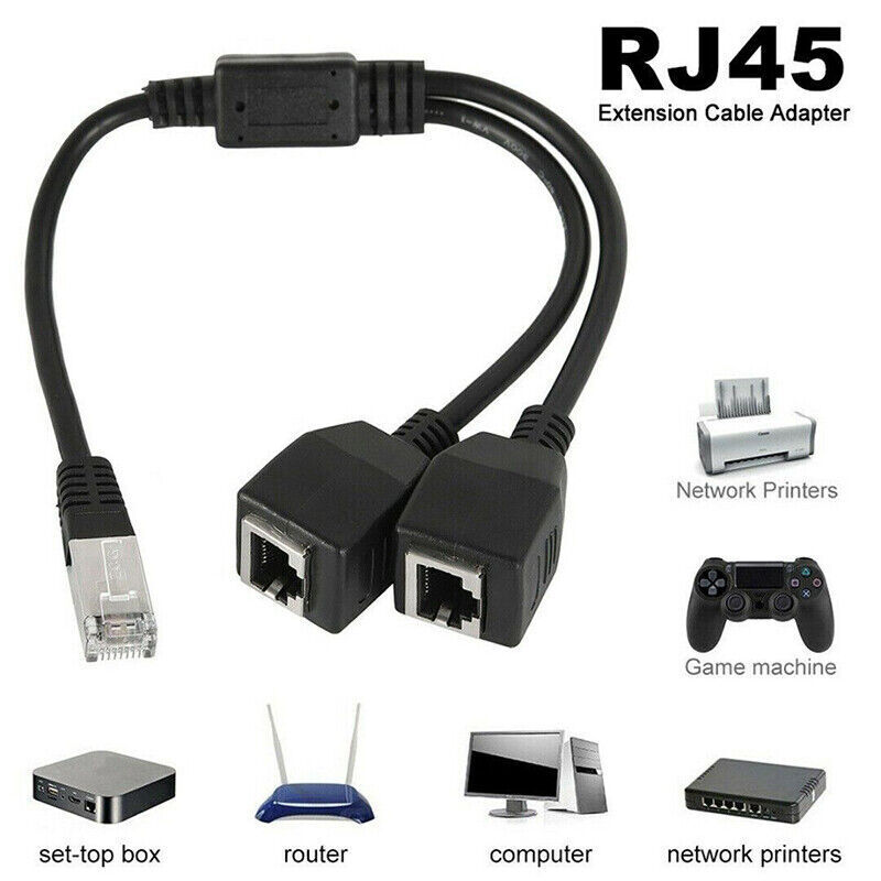 RJ45 Cat6 Ethernet Splitter 1 Male to 2 Female