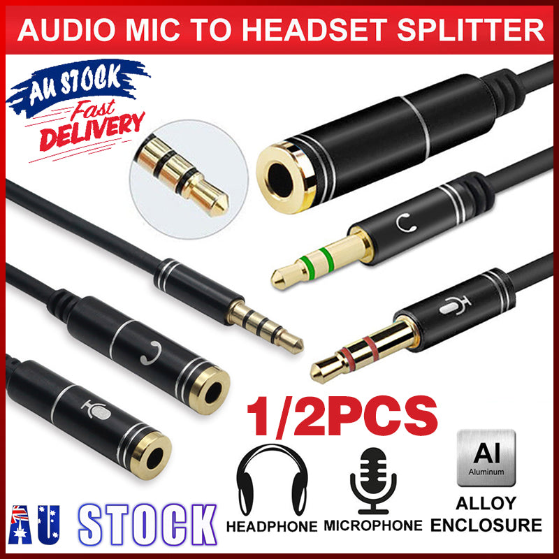 3.5mm AUX Cable Mic Audio Splitter Headphone Adapter