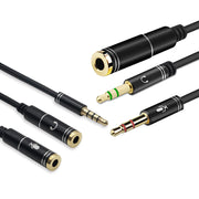 3.5mm AUX Cable Mic Audio Splitter Headphone Adapter