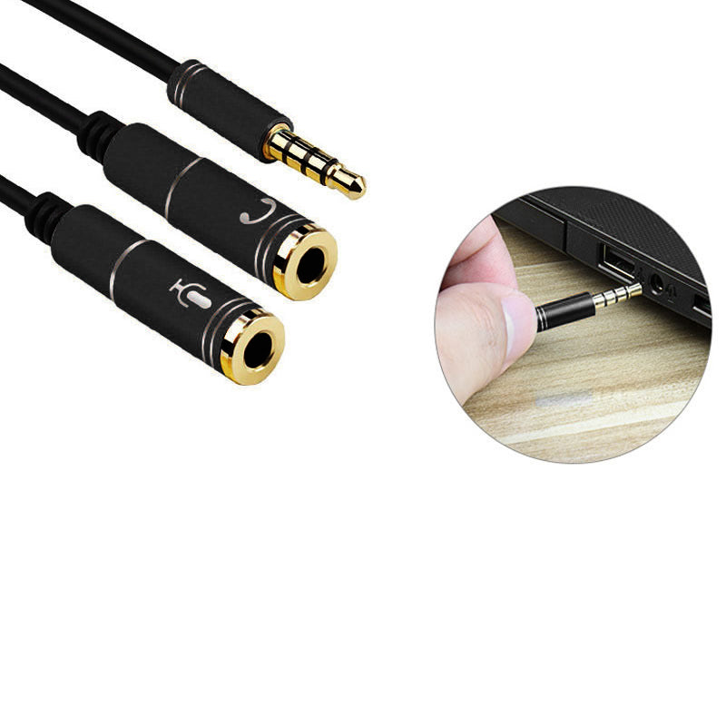 3.5mm AUX Cable Mic Audio Splitter Headphone Adapter