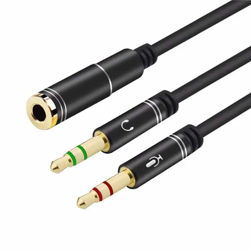 3.5mm AUX Cable Mic Audio Splitter Headphone Adapter