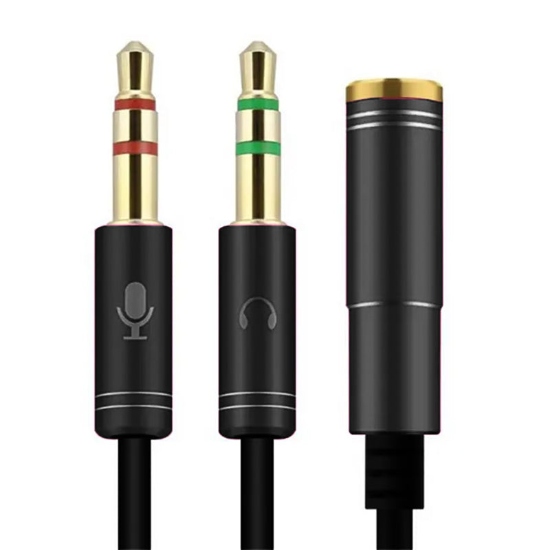 3.5mm AUX Cable Mic Audio Splitter Headphone Adapter
