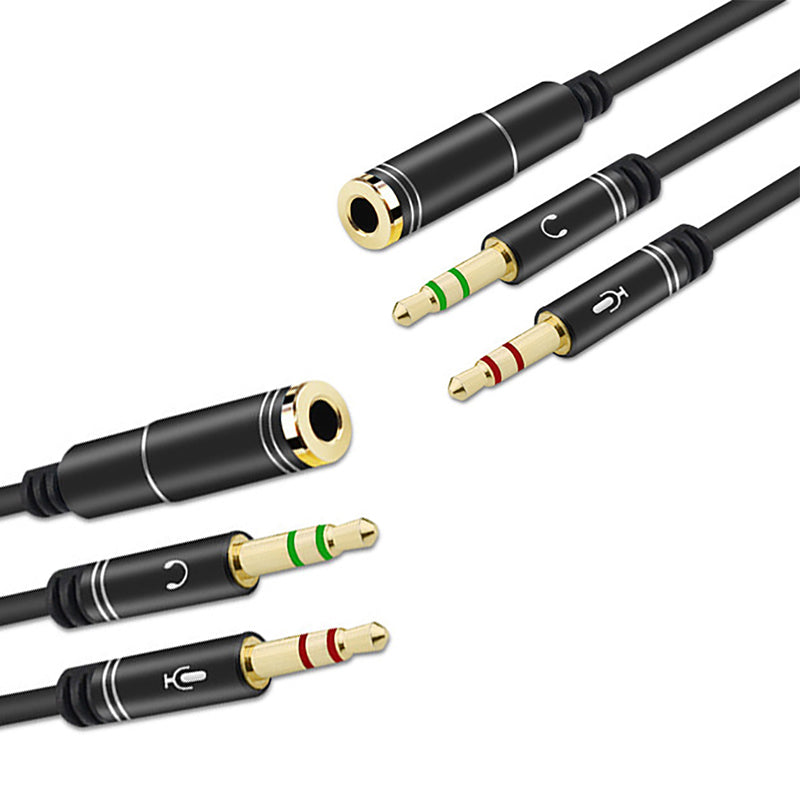 3.5mm AUX Cable Mic Audio Splitter Headphone Adapter