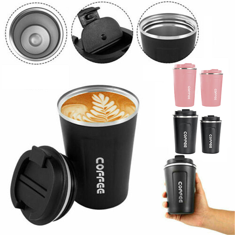 Insulated Coffee Mug Travel Cup Stainless Steel Flask 380ml 510ml Reusable