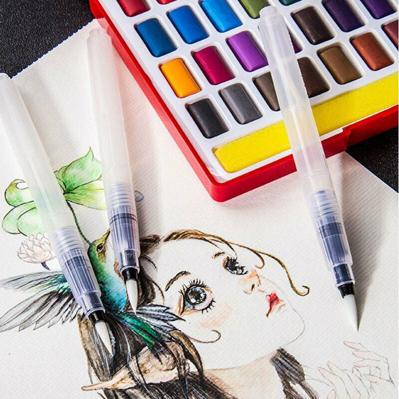 6x Artist Ink Water Brush Pen Set for Watercolor Calligraphy Painting Drawing