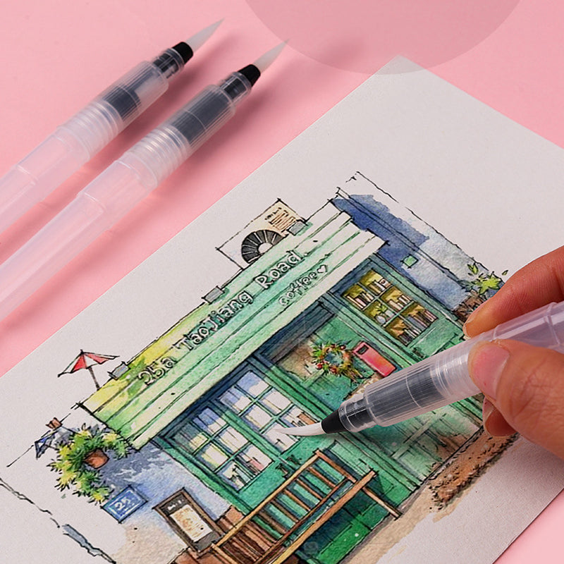 6x Artist Ink Water Brush Pen Set for Watercolor Calligraphy Painting Drawing