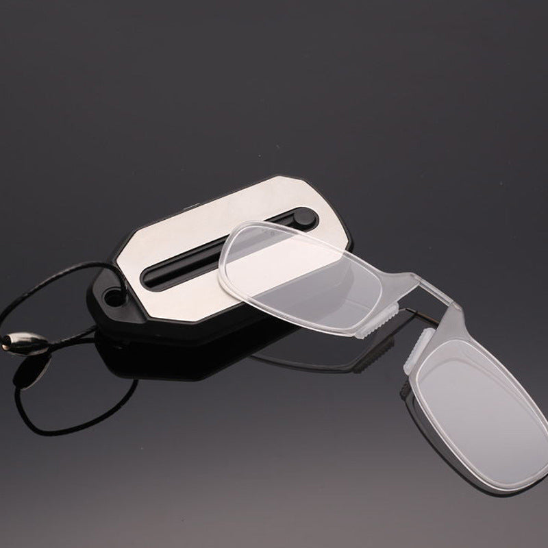 Portable Nose Clip Reading Glasses Frameless Light