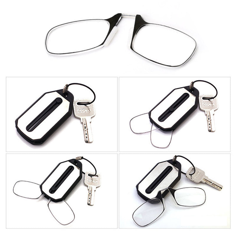 Portable Nose Clip Reading Glasses Frameless Light