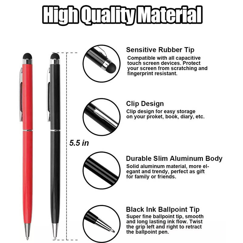 Capacitive Touch Screen Stylus Ball Pen 2-in-1