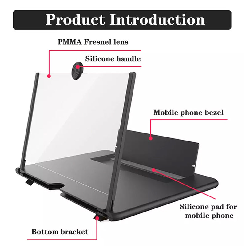 12 Inch Folding Screen Magnifier Stand 3D HD Lens