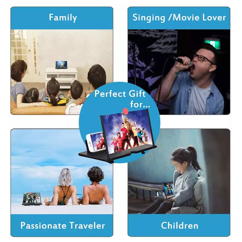 12 Inch Folding Screen Magnifier Stand 3D HD Lens
