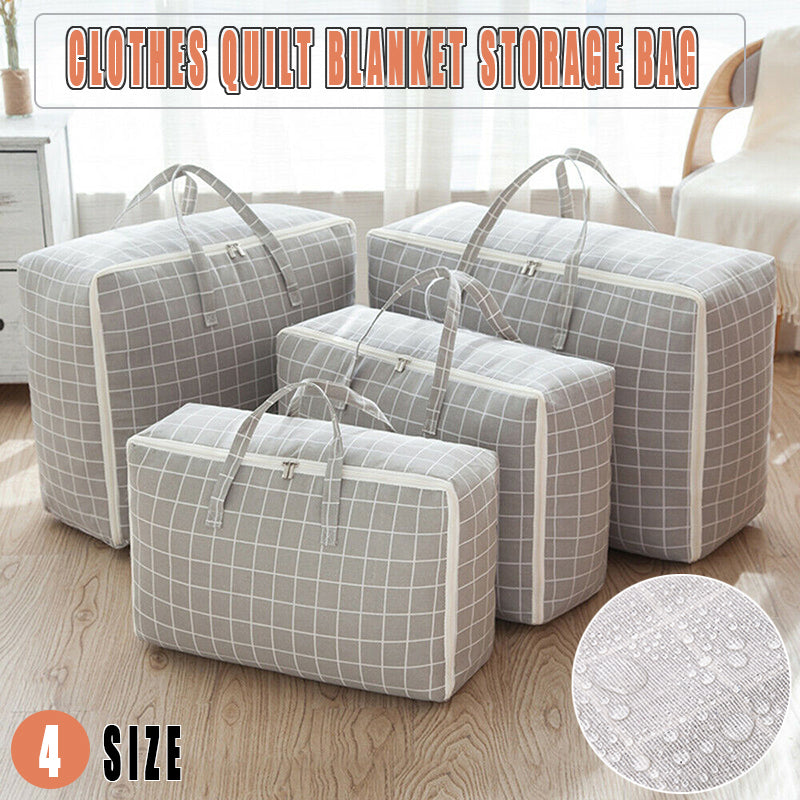 Clothes Quilt Storage Bag Cotton Linen Waterproof Organizer