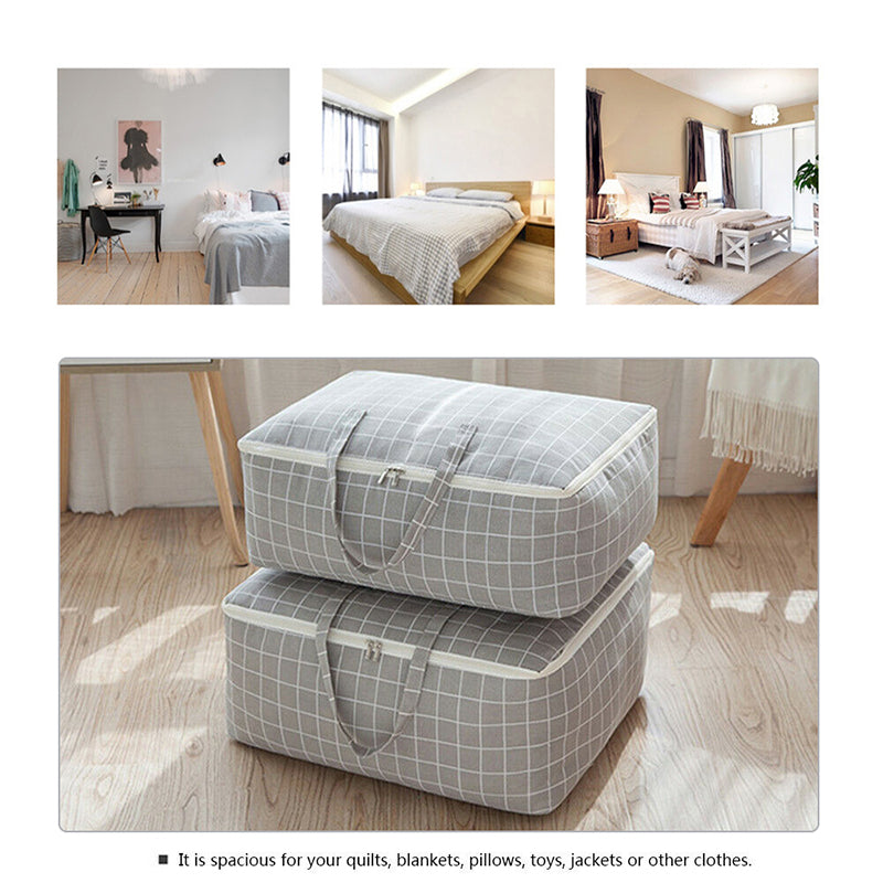 Clothes Quilt Storage Bag Cotton Linen Waterproof Organizer