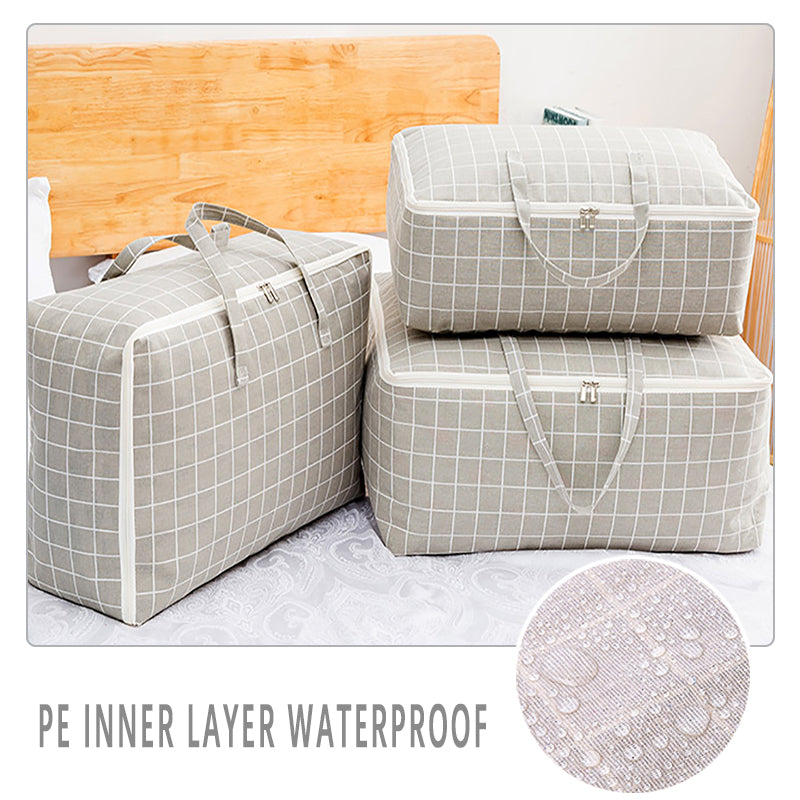 Clothes Quilt Storage Bag Cotton Linen Waterproof Organizer