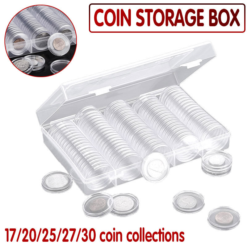 100 Pcs Round Coin Capsule Box Multi-Size Storage