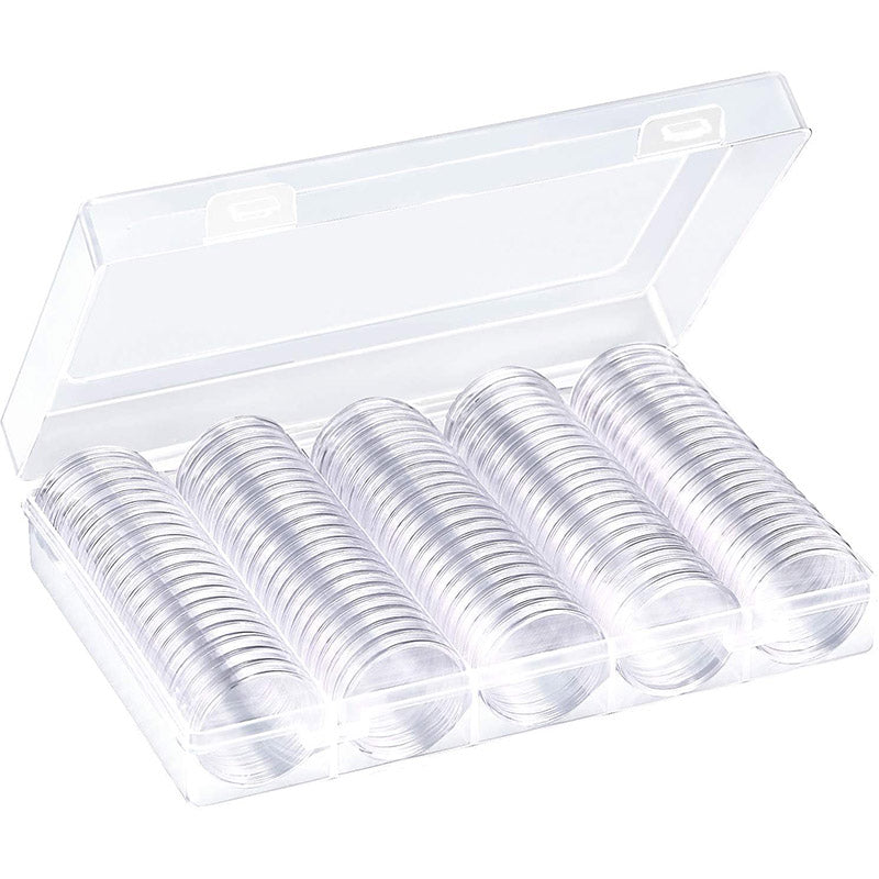 100 Pcs Round Coin Capsule Box Multi-Size Storage