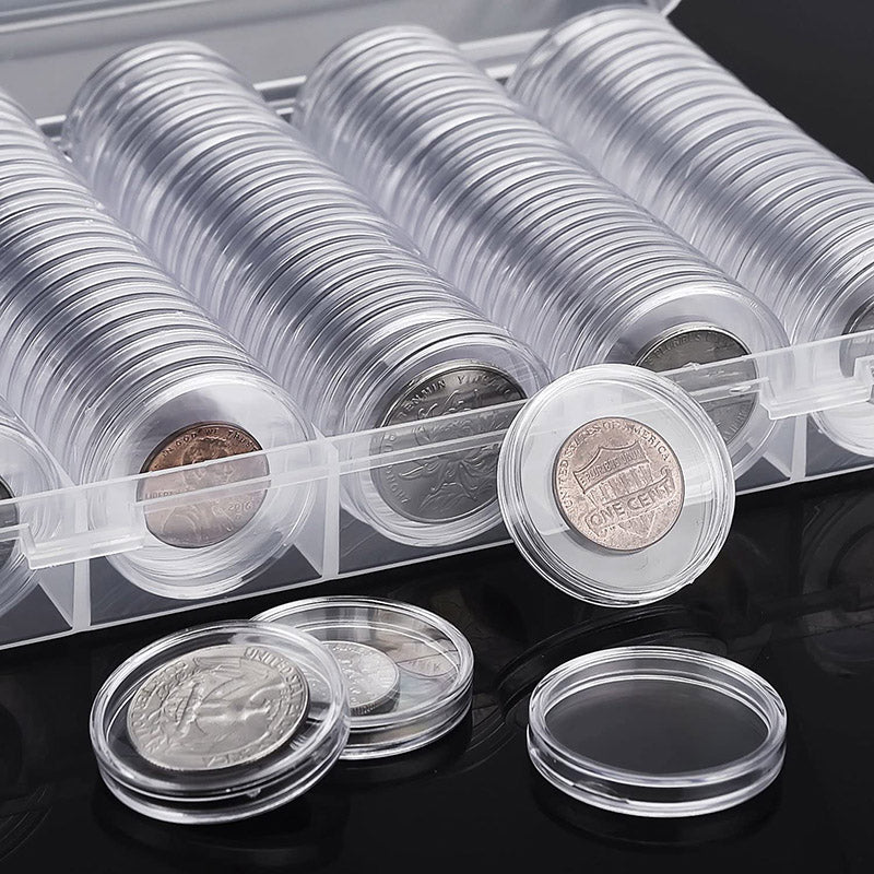 100 Pcs Round Coin Capsule Box Multi-Size Storage