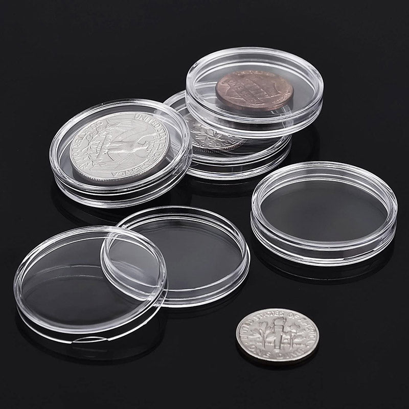 100 Pcs Round Coin Capsule Box Multi-Size Storage