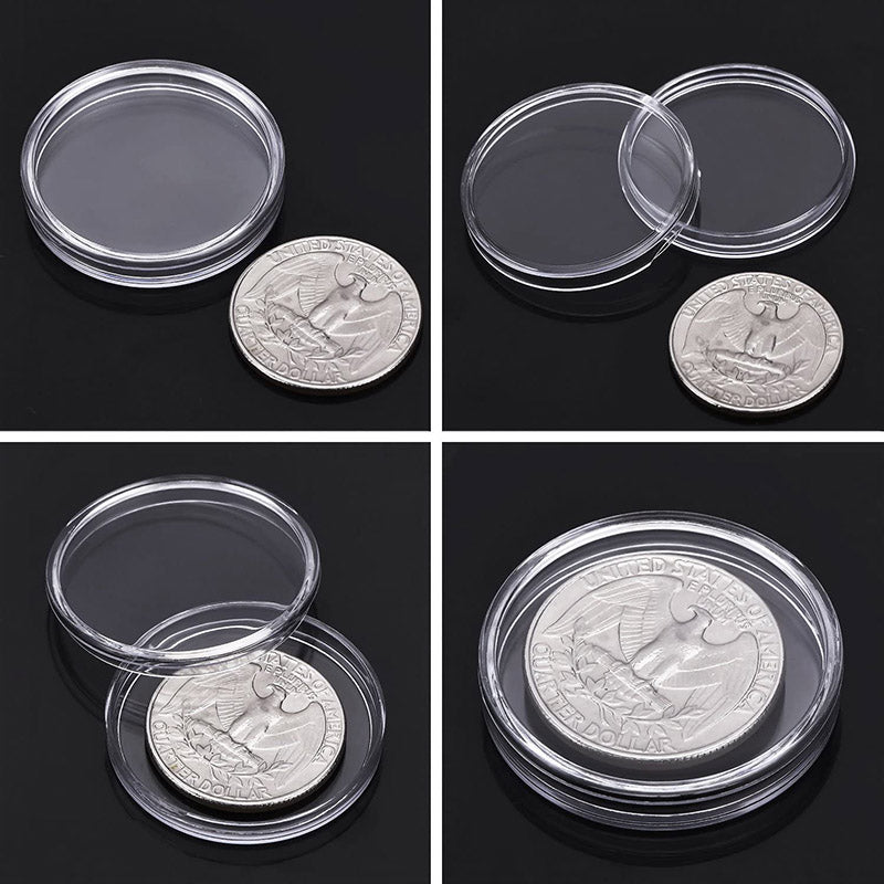 100 Pcs Round Coin Capsule Box Multi-Size Storage