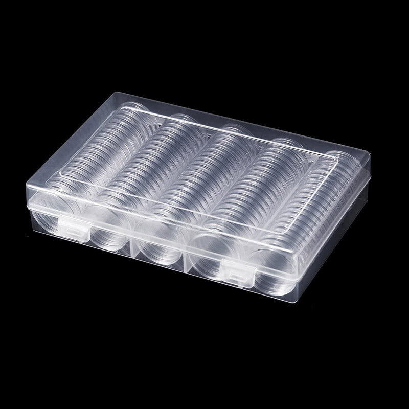 100 Pcs Round Coin Capsule Box Multi-Size Storage