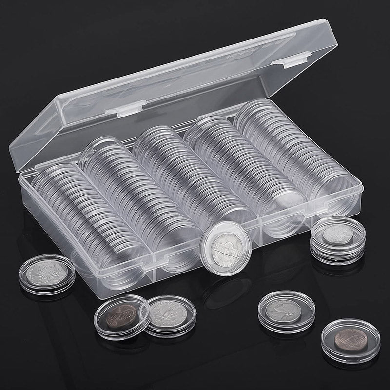 100 Pcs Round Coin Capsule Box Multi-Size Storage