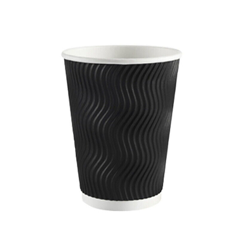 50–500 Pcs Disposable Coffee Cups Triple Wall Black Takeaway