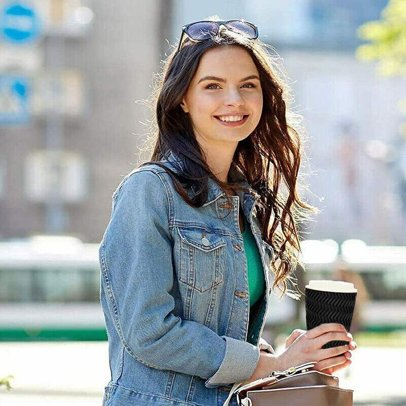 50–500 Pcs Disposable Coffee Cups Triple Wall Black Takeaway