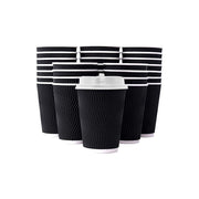50–500 Pcs Disposable Coffee Cups Triple Wall Black Takeaway