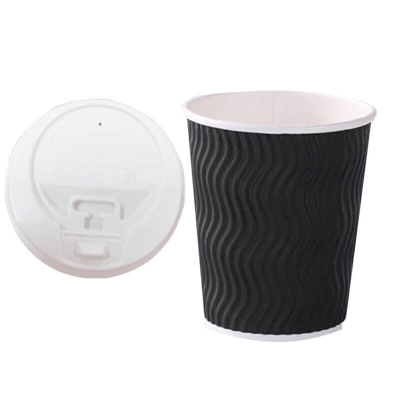 50–500 Pcs Disposable Coffee Cups Triple Wall Black Takeaway