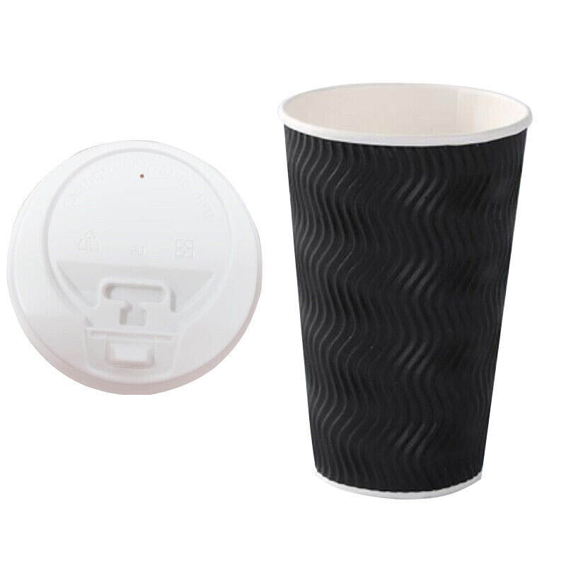 50–500 Pcs Disposable Coffee Cups Triple Wall Black Takeaway