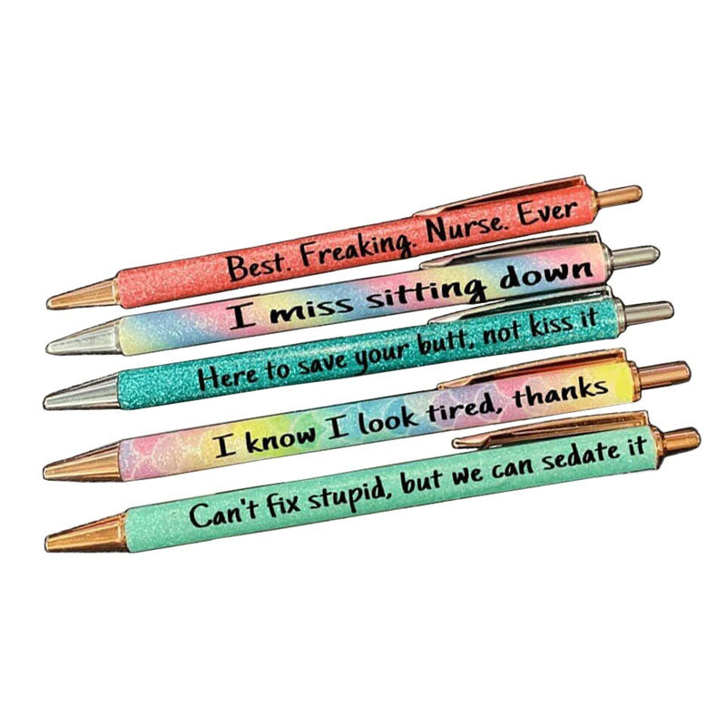 10 Pcs Funny Swear Word Pen Set Weekday Vibes Glitter Pen Office Gift