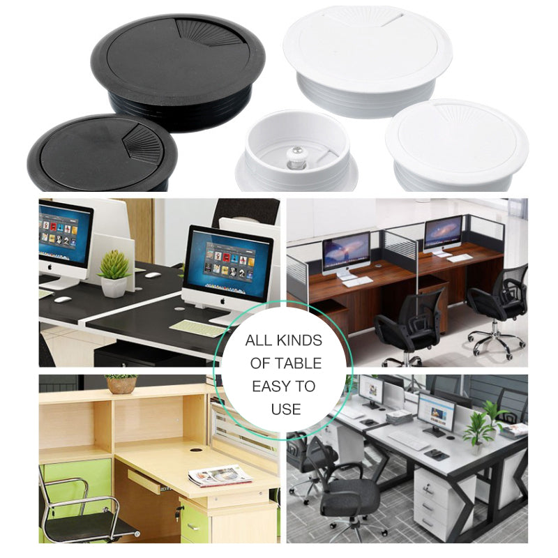 12 Pcs Desk Cable Grommet Covers Plastic 50mm Round Ports