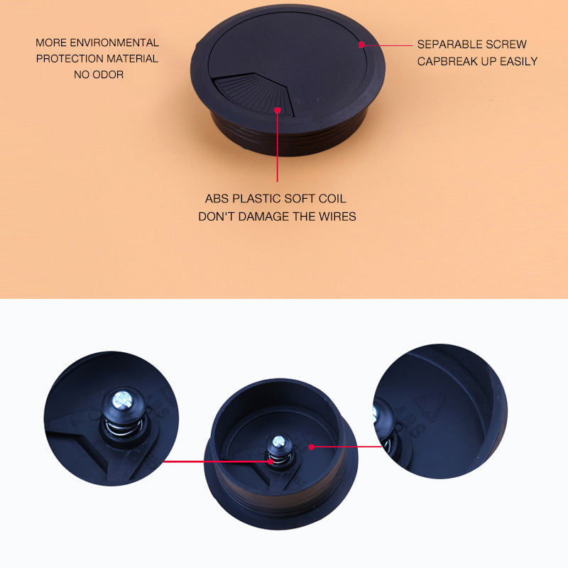 12 Pcs Desk Cable Grommet Covers Plastic 50mm Round Ports