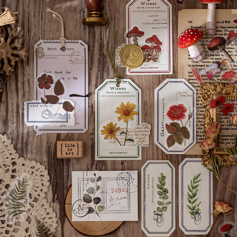 40 Pcs PET Transparent Flower Stickers Scrapbooking Set