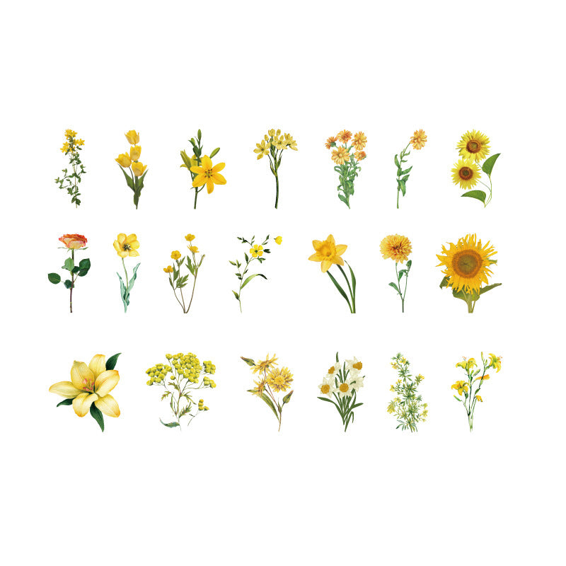 40 Pcs PET Transparent Flower Stickers Scrapbooking Set