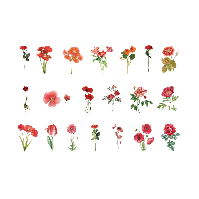 40 Pcs PET Transparent Flower Stickers Scrapbooking Set