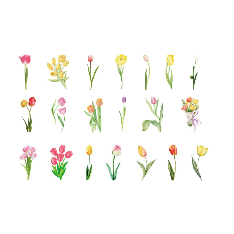 40 Pcs PET Transparent Flower Stickers Scrapbooking Set
