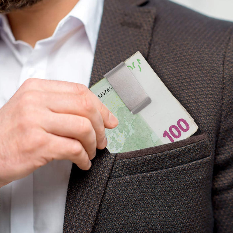 2 Pcs Money Clip Cash Note Business Card Holder Stainless Steel Mens Wallet