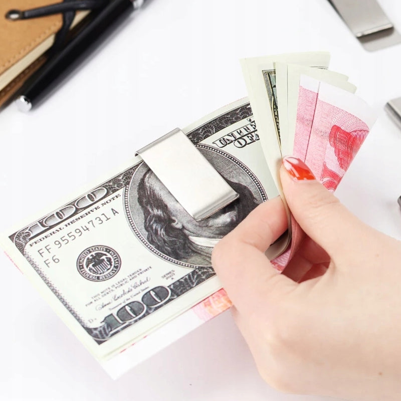 2 Pcs Money Clip Cash Note Business Card Holder Stainless Steel Mens Wallet