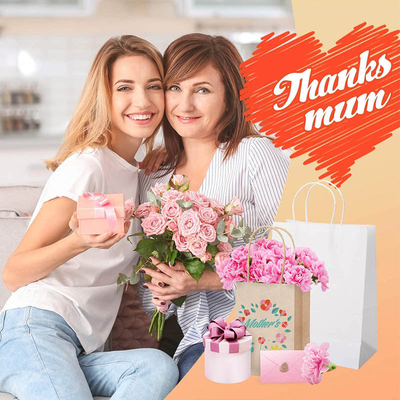 50pcs Kraft Paper Gift Bags with Rope Handles