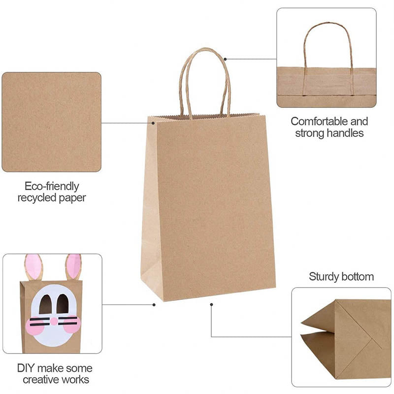 50pcs Kraft Paper Gift Bags with Rope Handles